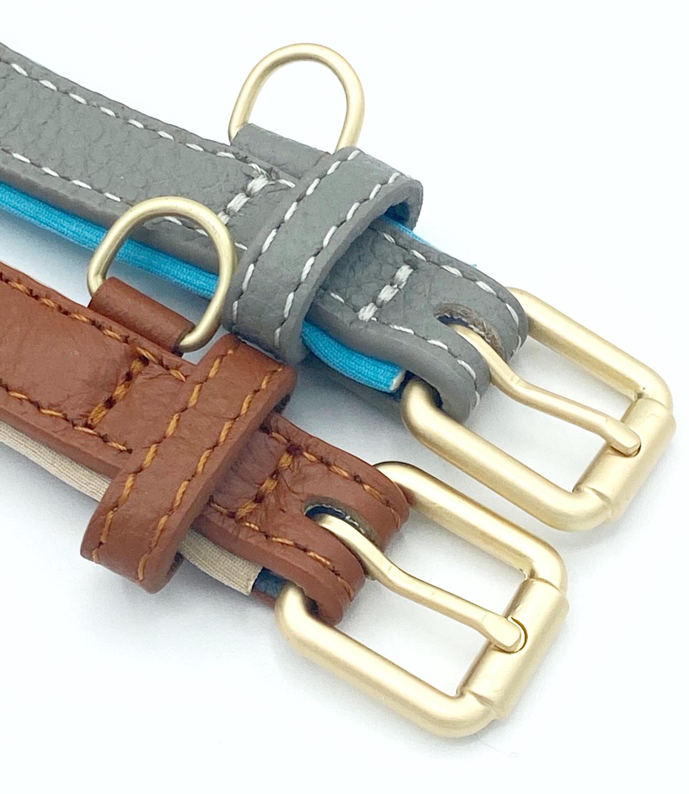 Two leather dog collars buckles