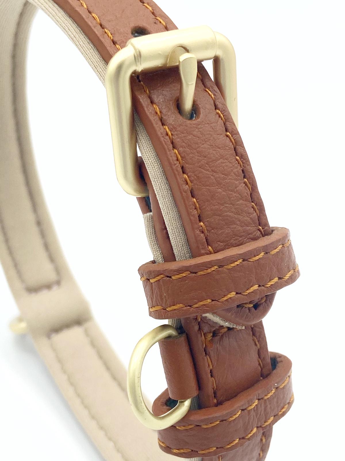 Brown leather dog collar